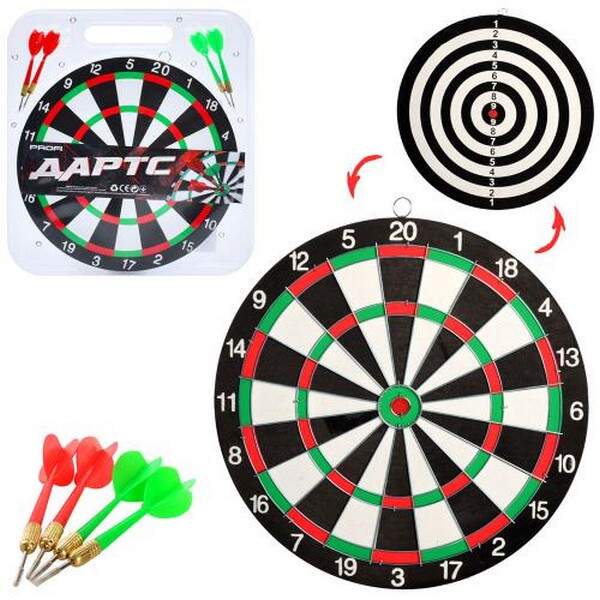 Дартс MS 0095 (24шт) 12 дюймів, дротики з голкою 4шт, двосторонній, в слюді, 32,5-36,5-1,5см (шт.)