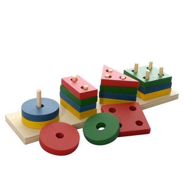 Дерев'яна іграшка Геометрика MD 1351 (40шт) геометричні фігури, 16дет, у пакеті, 21-6-5см (шт.)