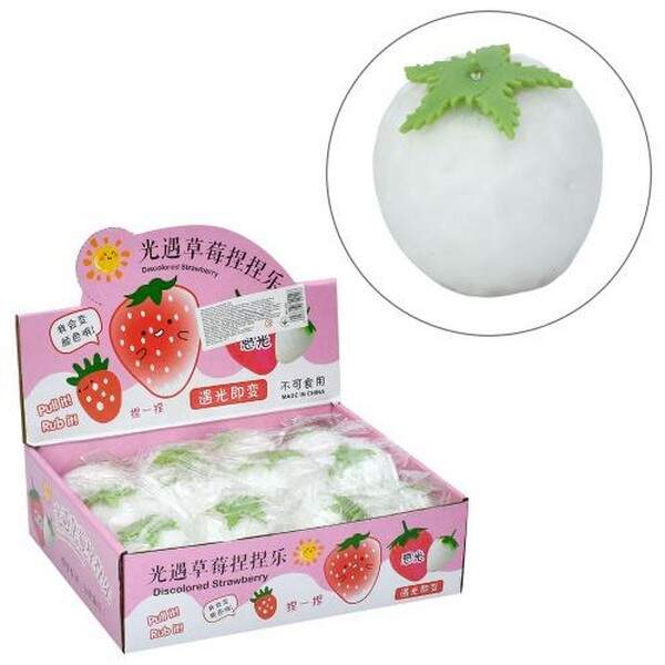 Іграшка MS 4300 (144шт) полуниця, 7см, змінює колір (сонячне світло), антистрес, борошно, у пакеті, (шт.)