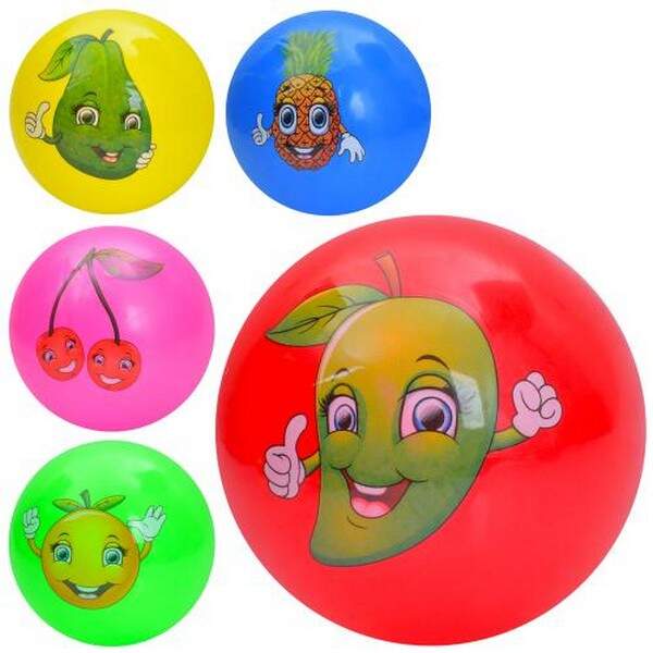 М'яч дитячий MS 4401 (240шт) 9 дюймів, 57-60г, принт-фрукти/ягоди, мікс видів/5 кольорів (шт.)