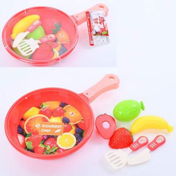 Продукти 1072 (144шт) на липучці, фрукти/ягоди, сковорідка, лопатка, ніж, 31-19-5см (шт.)