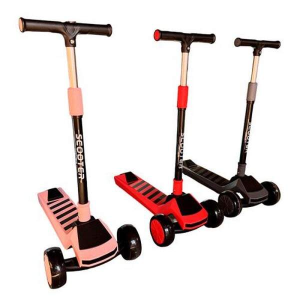 Самокат JR3-144 (6шт) Maxi-big, метал+пластик, 3колеса PU, 2пер 130мм світло, задн 90мм світло, музи (шт.)