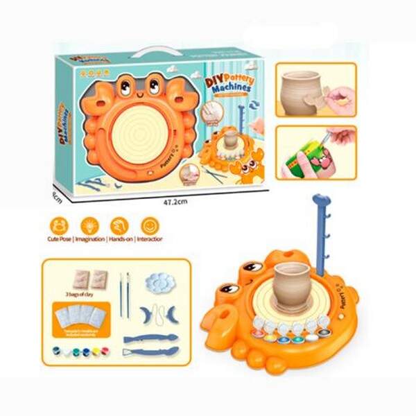 Набір для творчості ZY112 (24шт) гончарне коло/гончарний круг, краб 30-27-6см, глина (пакет, 3шт), ф (шт.)