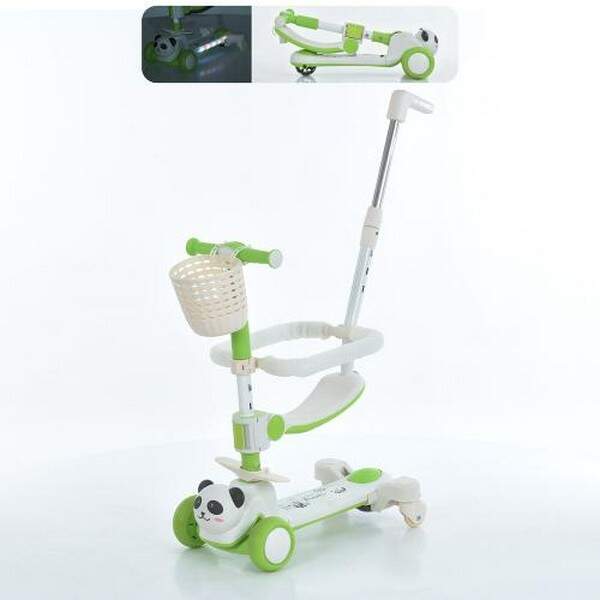 Самокат JR3-142-GR (1шт) 5в1(біговел, бат.ручка), метал+пластик, 3колеса, 2перед.120мм світло,заднє8 (шт.)