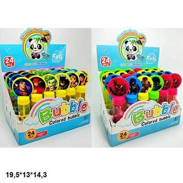 Мильні бульбашки 35мл 1571/1581 супергерої 2в.4кол.24шт.в кор.19,5*13*14,3 /18/432/ (шт.)