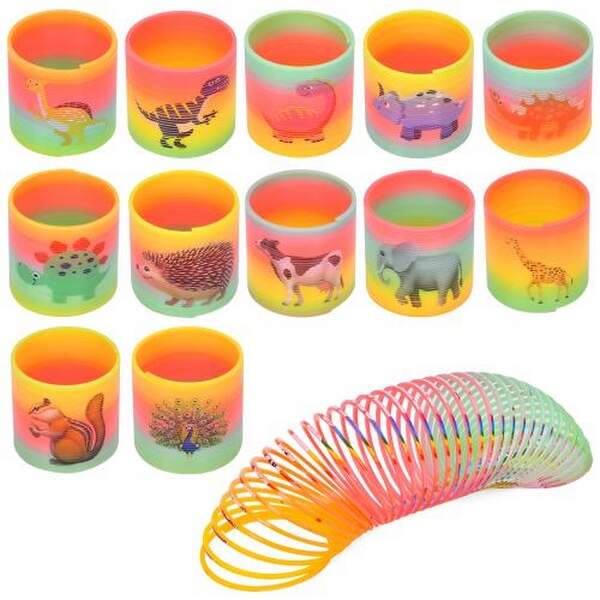 Пружинка B60-K2R-28TR (324шт) 12 видів (тварини, динозаври)/мікс кольорів, у пакеті, 10-11-6см (шт.)