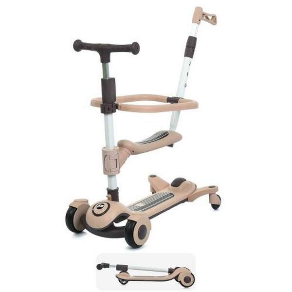 Самокат JR3-127-BRN (1шт) 3в1, метал+пластик, 3колеса PU, 2пер 120мм світло, задн 90мм світло, кермо (шт.)