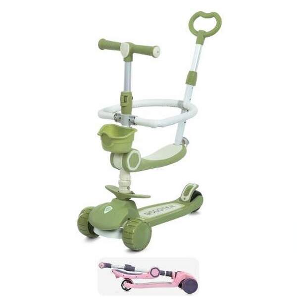 Самокат JR3-133-GR (1шт) 5в1(батьківька ручка, біговел), метал+пластик, 3колеса PU, 2пер 112мм світл (шт.)