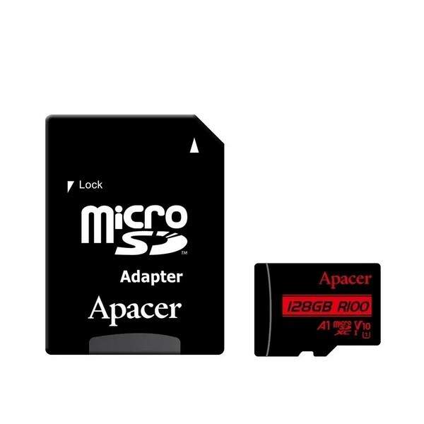 Карта пам`ятi MicroSDHC 128GB UHS-I Class 10 Apacer + SD adapter (AP128GMCSX10UB-R) (шт.)