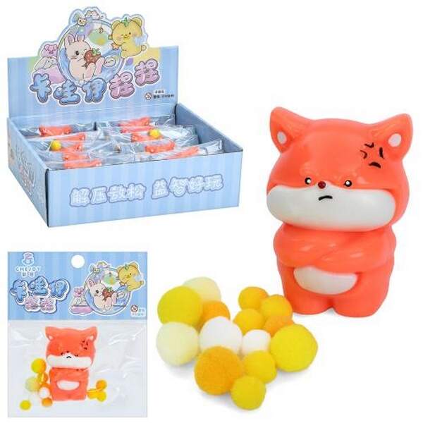 Іграшка MS 4634 (288шт) лисичка, 6,5см, антистрес, мішура, у пакеті, 12шт в дисплеї, 28-8,5-20см (шт.)