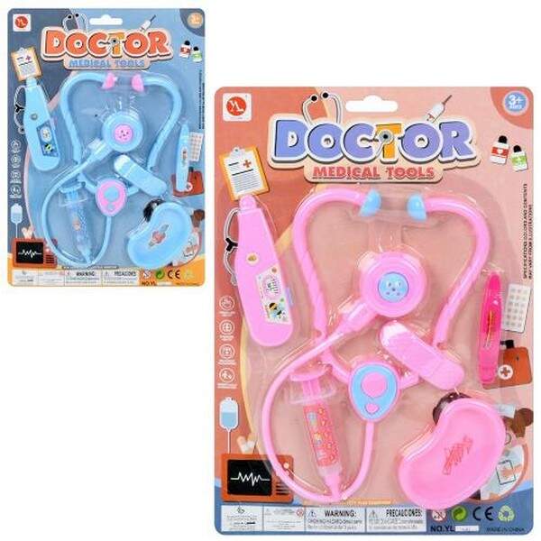 Набір лікаря YL-11 (180шт) стетоскоп, медичні інструменти, 6предм, 2 кольори, на листі, 23-33-3см (шт.)