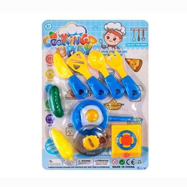 Набір посуду 8812-9A (208шт) плита, сковорідка, кухонний набір, продукти, на листі, 24-34-2,5см (шт.)