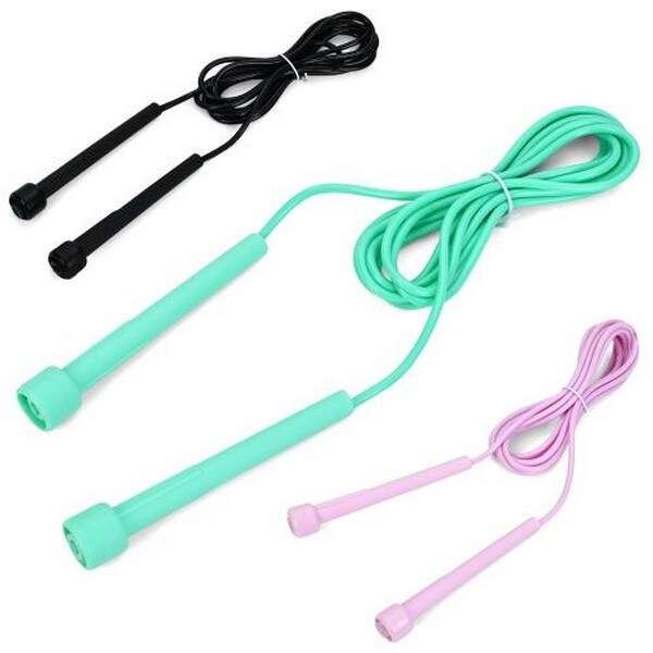 Скакалка MS 4631 (120шт) 260см, ПВХ, ручки пластик, 3 кольори, у пакеті, 9-15-2см (шт.)