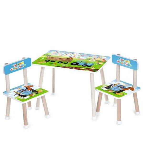 Столик M 501-22 (1шт) 2 стільчика, дерев'яний, укр.абетка, трактор (шт.)