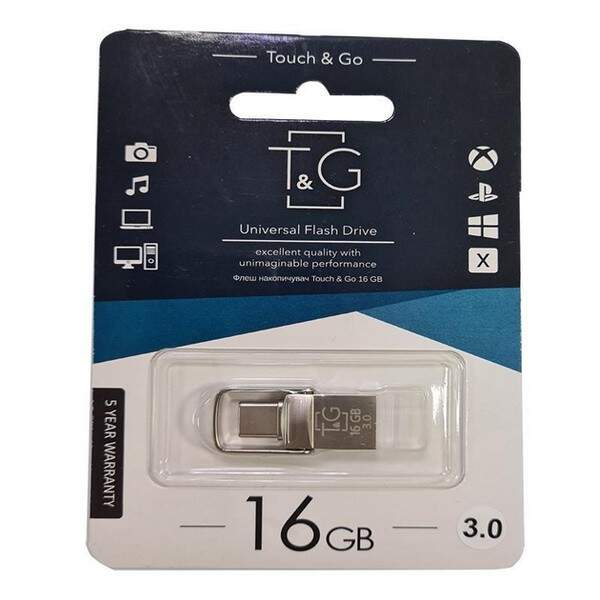 Usb флеш T&G 104TC  mini  metal type-c 16Gb Silver (шт.)