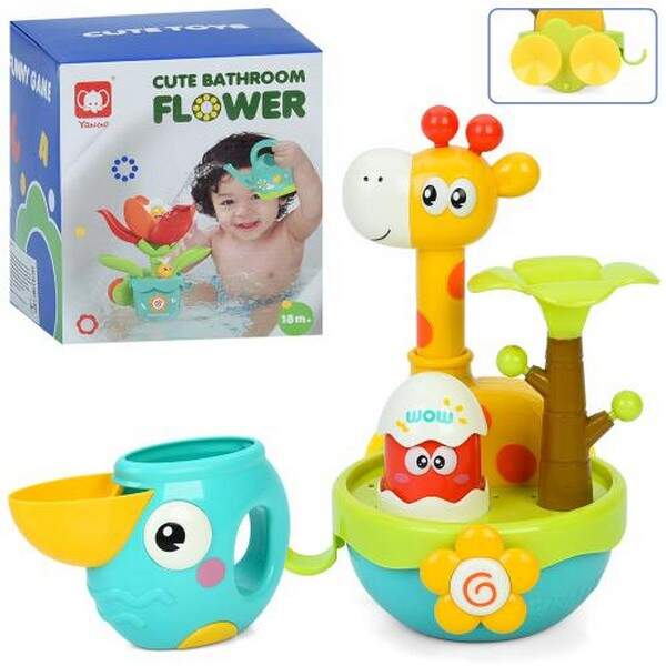 Гра для купання 918 (48шт) 20см, жираф, рухливі деталі, лійка, на присосці, в кор-ці, 15-16,5-15см (шт.)