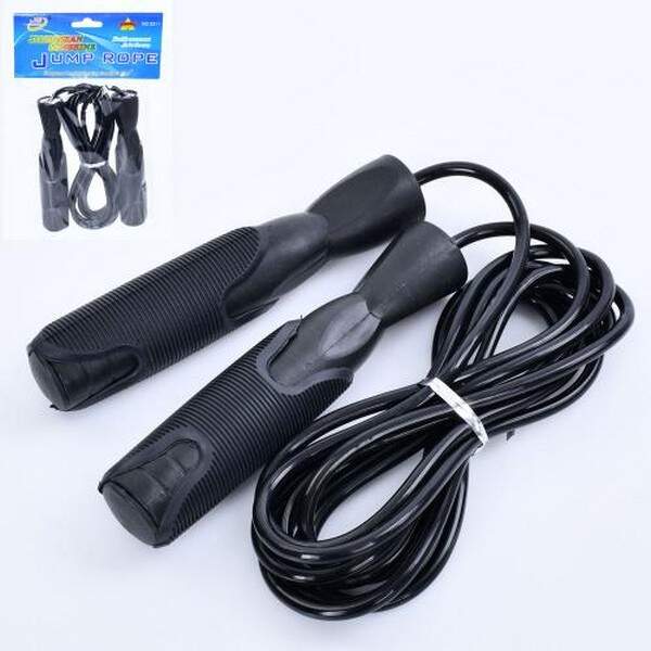 Скакалка MS 0190 (100шт) 300см,мотузка гума275см,пласт.ручки 12,5см,кул, 13,5-22см (шт.)