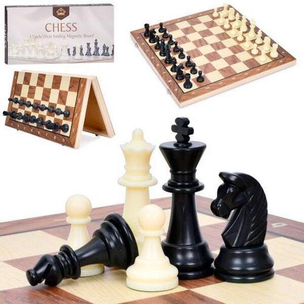 Шахи FG240502029L (18шт) дерев'яні, фігури пластик, в кор-ці, 39,5-20,5-4см (шт.)