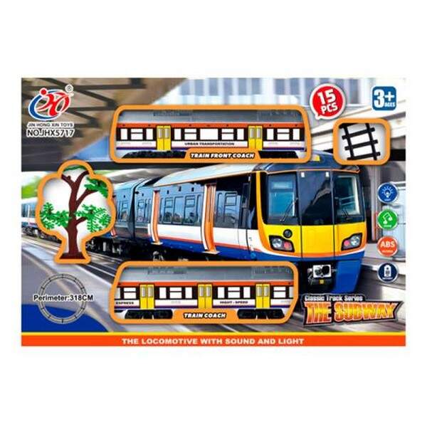 Залізниця JHX5717 (24шт) 318см, локомотив, 1 вагон, звук, світло, дерево, 15дет, на бат-ці, в кор-ці (шт.)
