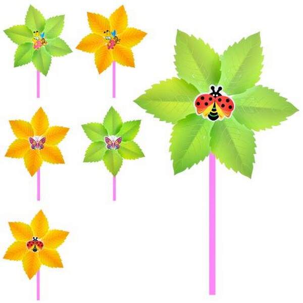 Вітрячок МR 1226 (200шт) вертушка, листочок, діам. 23см, паличка28см, 3 види/2кольори, в пакеті, 23- (шт.)