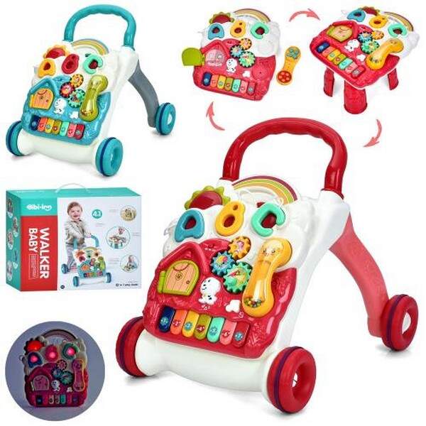 Каталка-ходунки 6017-8 (8шт) 4в1 (ігровий столик 33-27-в21см, ігровий центр 33-27см, підвіска на ліж (шт.)