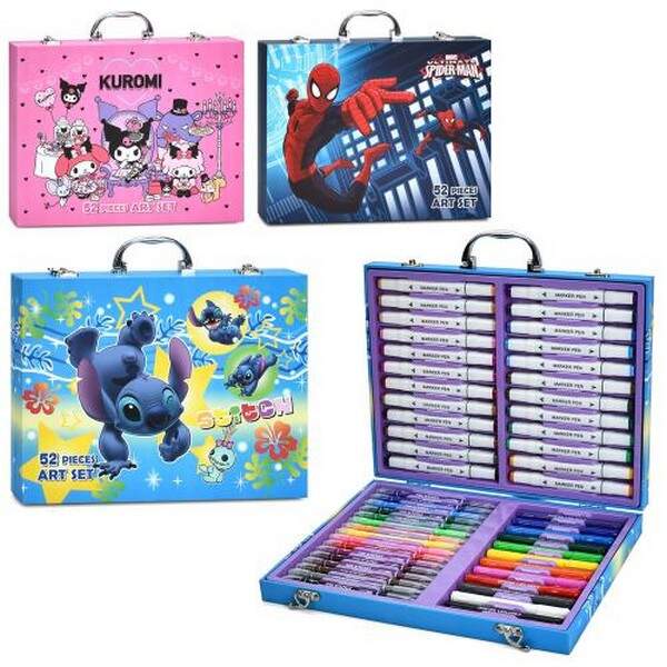 Набір для творчості MK 5687 (16шт) 52  предмета, маркери двосторонні, фломастери, воскові фломастери (шт.)