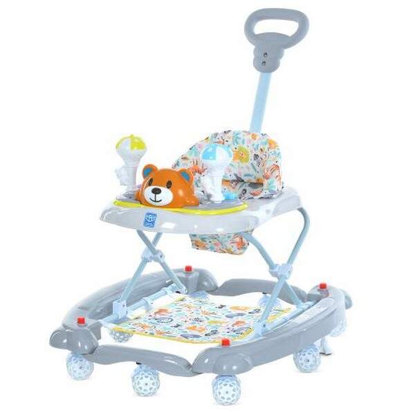 Ходунки M 3656A-S-4 (1шт) ведмедик, музика, стопор, силік.колеса 8шт, сірий (шт.)