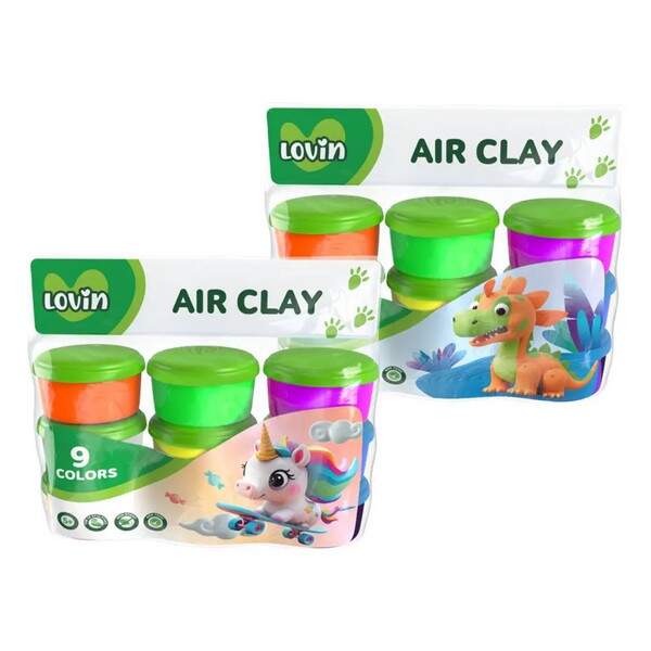 9 кольорів ТМ Lovin Набір для ліплення з повітряним пластиліном в стаканчиках 7000218 (шт.)