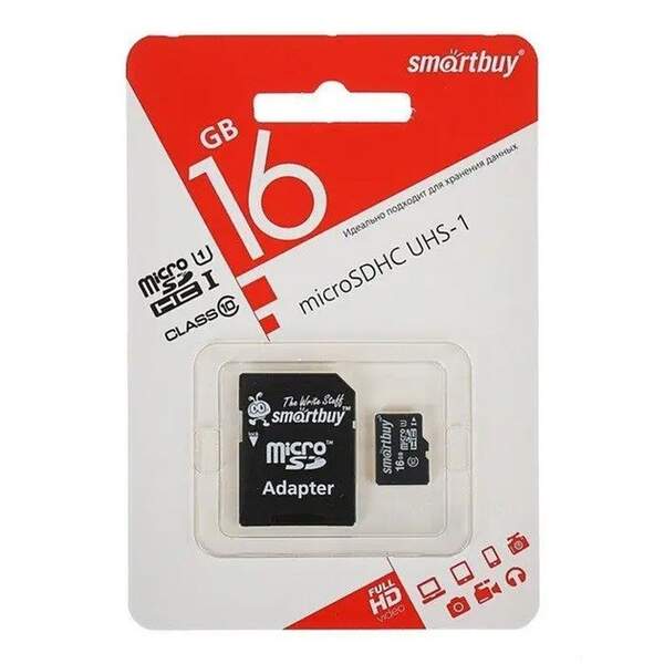 Карта пам*яті Smartbuy microSD 16 GB Class 10 + adapter (шт.)