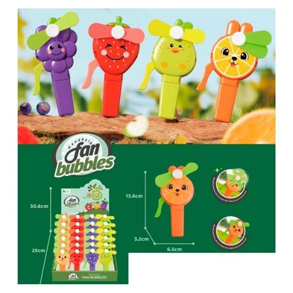 Вентилятор MK 5710 (144шт) 13,5см, фрукт/ягода, механічний, 24шт(4види) в дисплеї, 22-14-25см (шт.)