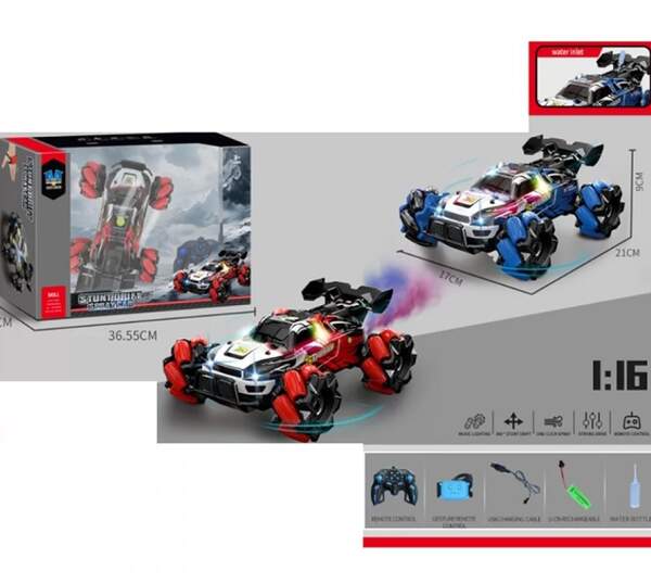 Машинка MT2022-38A (12шт) р/к2,4G (2 пульти-1 браслет на руку), акум, 21см, пара/дим,звук, світло, к (шт.)