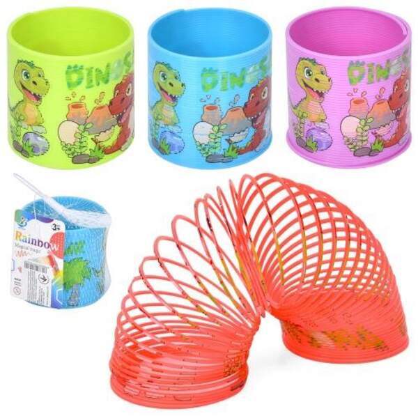 Пружинка BY705-1M (360шт) 7,5см, принт-динозавр, 4 кольори, в сітці, 7,5-14-7,5см (шт.)