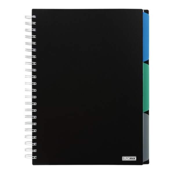 Зошит на пружині CLASSIC, А4 (210x297), 120 арк, клітинка, 3 розділювачі, пластикова обкладинка, чор (шт.)