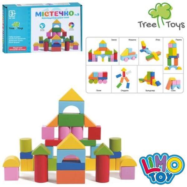 Дерев'яна іграшка Будівельні блоки MD 1383 (40шт) Містечко, конструктор дерев'яний, навчальний(фігур (шт.)