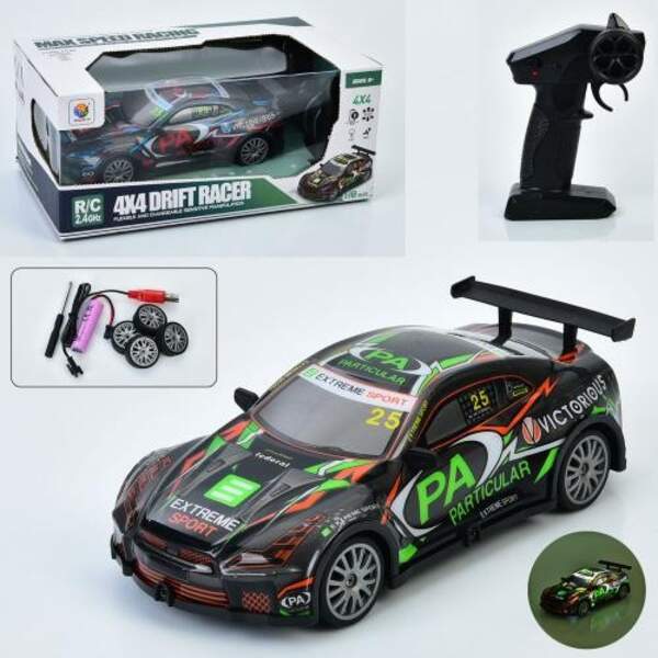 Машина 805-5A (18шт) р/к2,4G, акум, 21см, 1:18, світло, корпус не б'ється, дрифт, доп.колеса, 4х4, U (шт.)