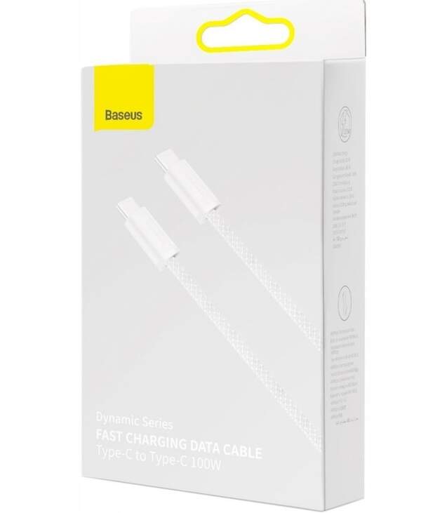 Кабель Baseus Dynamic Series Fast Charging Data CableType-C to Type-C 100W 1m White (CALD000202) (шт.)