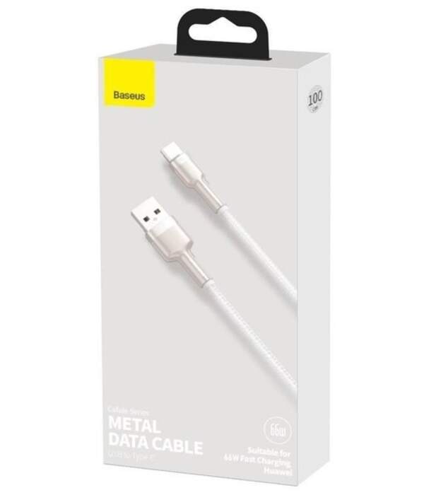 USB кабель Type-C роз'єм Baseus Cafule Series Metal Data Cable (1м, 66W, 480Mbps). White((CAKF000102 (шт.)