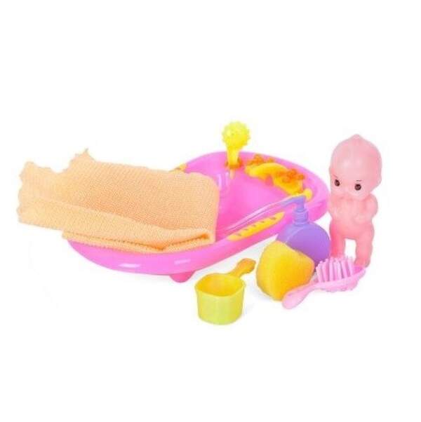 Пупс H333-1 (180шт) 8см, ваночка 18см, гребінець, ковшик, губка, в кульку, 22-15-4см (шт.)