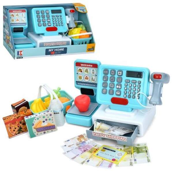 Касовий апарат 3286 (20шт) калькулятор, сканер, звук, світло, корзина, продукти, гроші, на бат-ці, в (шт)