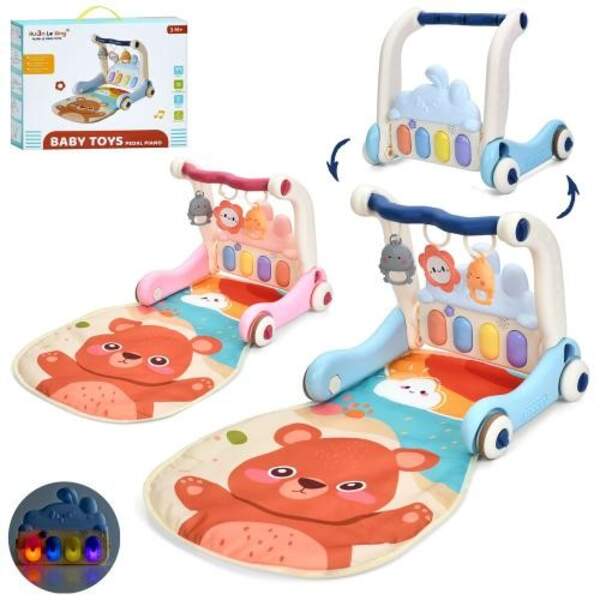 Каталка-ходунки 997-68A-B (18шт) 2в1 (килимок для немовля 72-44см), піаніно-музика, світло, підвіски (шт)