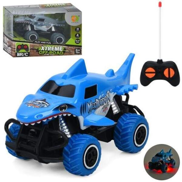 Машина 999SY-1AB (24шт) р/к, 17см, корпус-акула, гумові колеса, 2 кольори, на бат-ці, в кор-ці, 18,5 (шт)