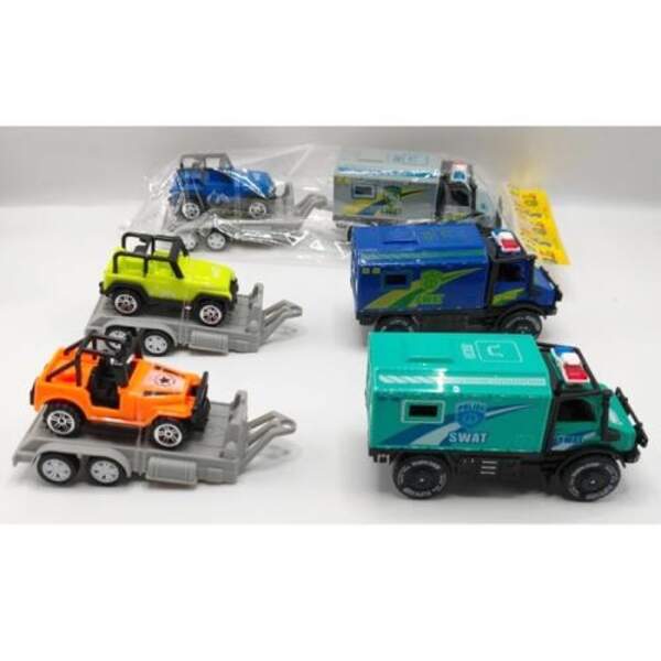 Трейлер 1897-31 (96шт) інерц, з причепом, 23см, джип 6,5см, мікс видів, у пакеті, 12-29-5см (шт)