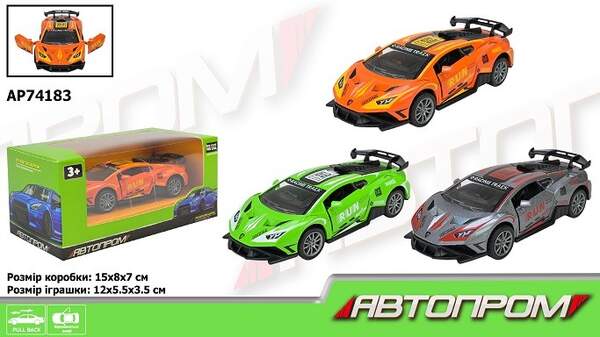 Машина АВТОПРОМ арт. AP74183 (96шт/2) 1:32,3 кольори, відкр.двері,короб.15 * 8 * 7см (шт)