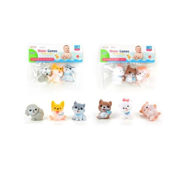 Іграшка для купання TG2616-8-10 (120шт) собака, 7,5см, набір 3шт, 2 види, у пакеті, 23,5-18-5см (шт)
