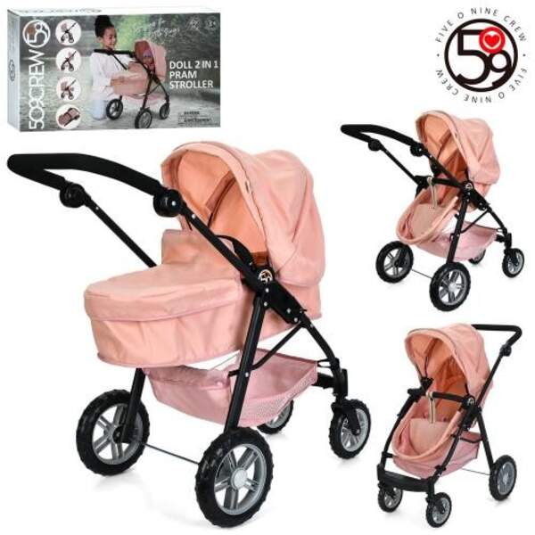 Коляска T738004 (4шт) для ляльки, трансформер, люлька-переноска 52-23-11см, корзина, метал, в кор-ці (шт)