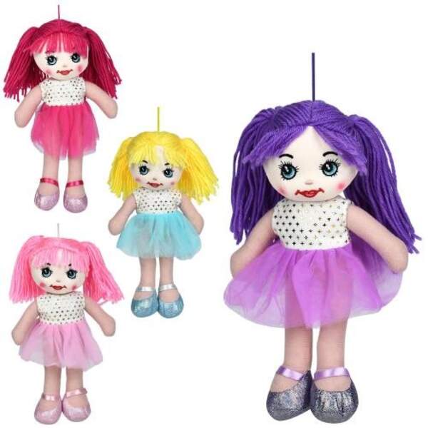 Лялька YG0261 (80шт) 27см, м'яконабивна, петелька, 4 кольори, у пакеті, 13-27-7см (шт)