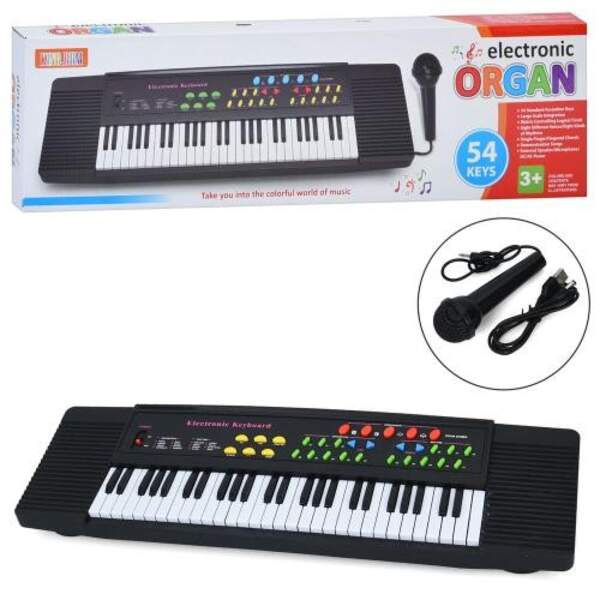 Синтезатор R690 (18шт)  54 клавіші, 50-15см, музика, мікрофон, запис, регулятор гучності, на бат-ці/ (шт)