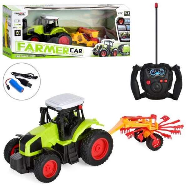 Трактор YJ-062-8-9 (12шт) р/к, акум, 19см, 1:16, з причепом, USBзар, 2вида, в кор-ці, 45-18,5-13см (шт)
