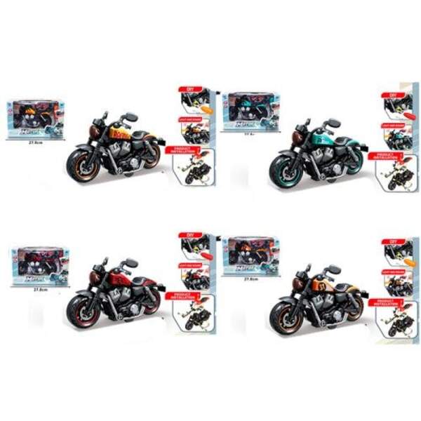 Конструктор 8080P-9-10-11-12 (48шт) інерц, мотоцикл, 21см, музика, світло, викрутка, 4 види, бат(таб (шт)