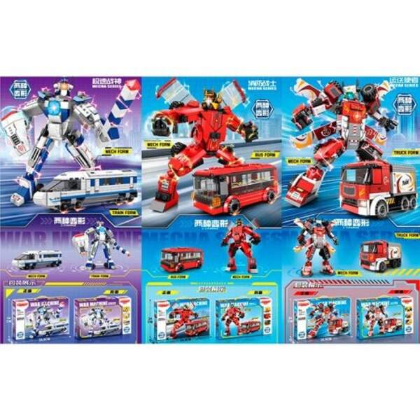 Конструктор L33014-17-19 (40шт) робот+транспорт, 3 види(тролейбус 254дет, трейлер 220дет, поїзд 274д (шт)